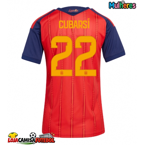 Camisa de Futebol Espanha Pau Cubarsi #22 Equipamento Principal Mulheres Mundo 2026 Manga Curta